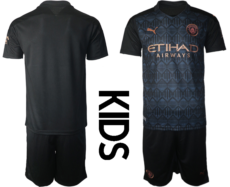 Cheap Youth 2020-2021 club Manchester City away blank black Soccer Jerseys